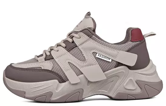 Кроссовки женские толстые низкие Wenpu, коричневый