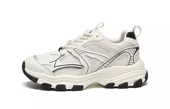 Кроссовки женские толстые низкие Woos Bobo, бежевый/черный