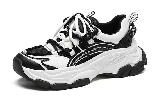 Кроссовки женские толстые низкие Woos Bobo, черный/белый