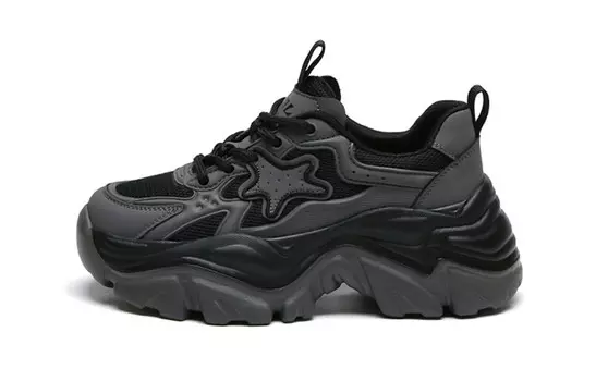 Кроссовки женские толстые низкие Woos Bobo, черный/хаки