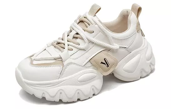 Кроссовки женские толстые низкие Yearcon, бежевый/черный