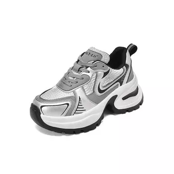 Кроссовки женские толстые низкие Yikefei, серый