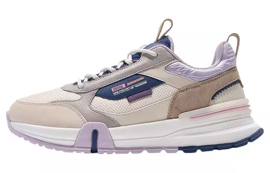 Кроссовки женские толстые низкие желтый/фиолетовый Qiaodan