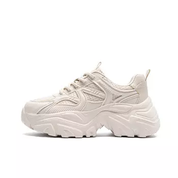 Кроссовки женские толстые низкие Zhr, бежевый/зеленый