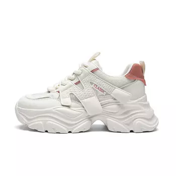 Кроссовки женские толстые низкие Zhr, цвет Beige Red [Breathable]