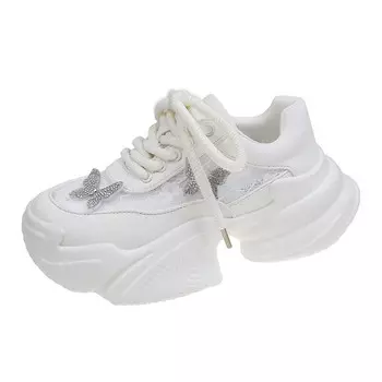 Кроссовки женские толстые низкие Zi Xiao, серебряный