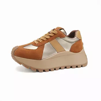 Кроссовки женские толстые с низким верхом цвета кофе D:Fuse Scandinavia, цвет Coffee/Silver