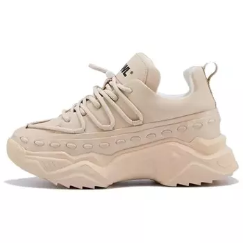 Кроссовки женские толстые с низким верхом цвета молочный чай бежевый Vwl