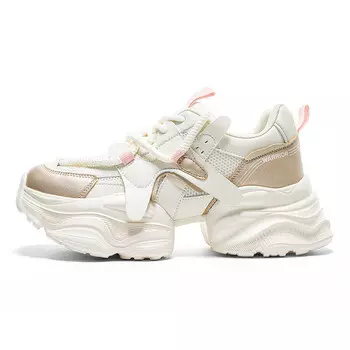 Кроссовки женские толстые с низким верхом из рисовой муки Warrior, цвет Rice flour