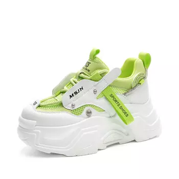 Кроссовки женские толстые средней высоты Shangjinni, серый/розовый