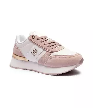 Кроссовки женские Tommy Hilfiger кожаные с монограммой, розово-белый