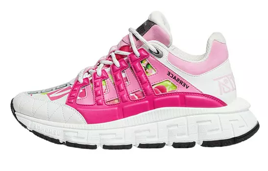 Кроссовки женские Versace Trigreca Logo Orchid Print, белый / розовый