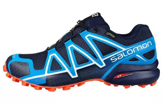 Кроссовые походные ботинки мужские с низким верхом синего цвета Salomon