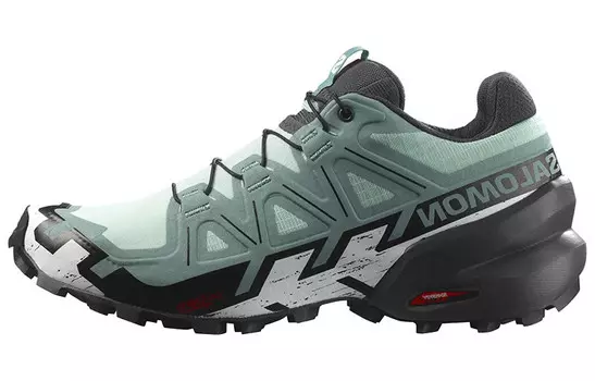 Кроссовые походные ботинки женские с низким верхом зеленые Salomon