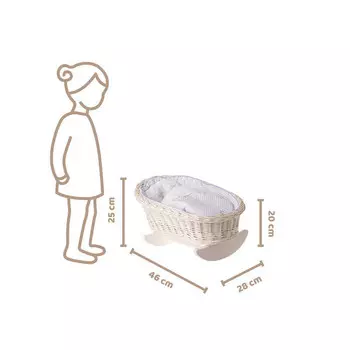 КРОВАТЬ-КАЧАЛКА, ПЛЕТЕНАЯ ЛЮЛЫКА ДЛЯ КУКОЛ С ПОДСЛЫМ 46Х28 В 20/25 СМ - универсальная WickerPL