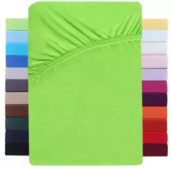 Кровать с пружинным матрасом, простыня из джерси, 180-200x220см, цвет яблока, зеленый NatureMark