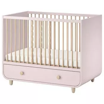 Кроватка детская Ikea, 60x120 см, Myllra, бледно-розовый