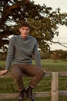 Крученый обычный свитер с круглым вырезом Next, синий