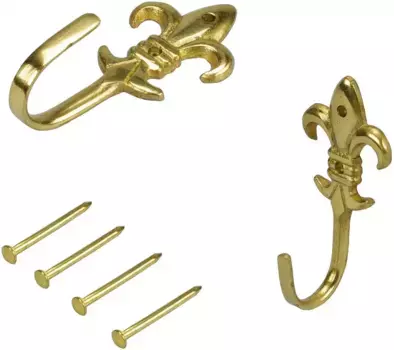Крючки для подхвата Liedeco "Лилия" (комплект, 2 шт.), для боковых шарфов, штор 21х48 см, цвет messingfarben