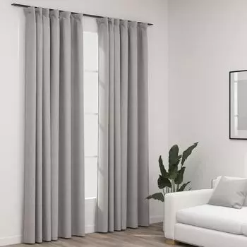 Крючки для штор блэкаут, имитация льна, 2 шт., синие, 140х225см. Vidaxl, серый