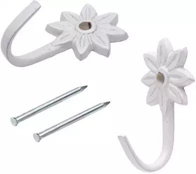 Крючки Liedeco "Sternchen", (комплект, 2 шт.), для боковых шарфов, штор 1,8х3,5 см, белый