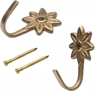 Крючки Liedeco "Sternchen", (комплект, 2 шт.), для боковых шарфов, штор 1,8х3,5 см, цвет messingfarben