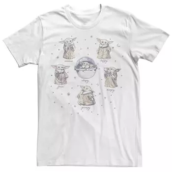 Круглая футболка для юниоров Star Wars The Mandalorian Grogu Many Emotions Licensed Character