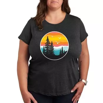 Круглая футболка Plus с рисунком Sunset Mountain Licensed Character, цвет Heather Charcoal