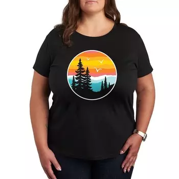 Круглая футболка Plus с рисунком Sunset Mountain Licensed Character, черный
