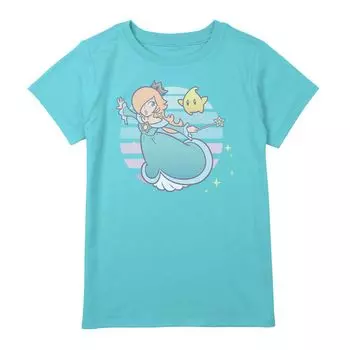 Круглая футболка с изображением портрета Nintendo Super Mario Galaxy Rosalina и Luma для девочек 7–16 лет Licensed Character