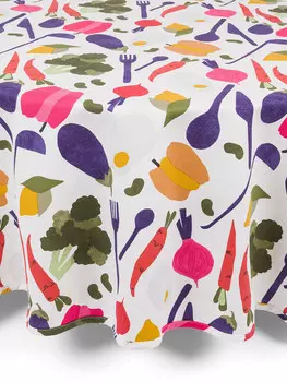 Круглая хлопковая скатерть-панама с растительным принтом Coincasa, белый
