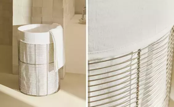 Круглая корзина на тканевой подкладке Zara Home, серый