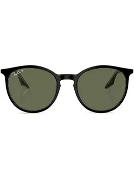 Круглая оправа с надписью-логотипом Солнцезащитные очки Ray-Ban, черные