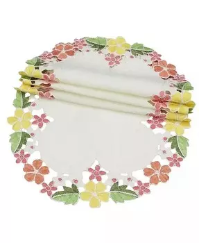 Круглая салфетка Fancy Flowers — набор из 4 шт., 16 x 16 дюймов Xia Home Fashions, розовый