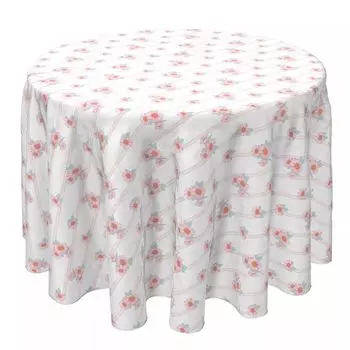 Круглая скатерть, 100 % хлопок, 60 круглых дюймов, пастельная полоска подсолнуха.