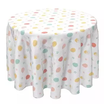 Круглая скатерть, 100 % хлопок, 60 круглых дюймов, «Счастливые пасхальные яйца»