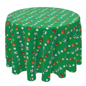 Круглая скатерть, 100 % хлопок, 60 круглых", зеленая спортивная коллекция