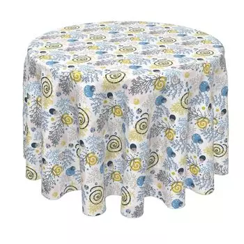 Круглая скатерть, 100% полиэстер, 60 дюймов, круглая, зимние завитки и завитки