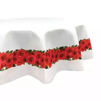 Круглая скатерть, 100% полиэстер, 70 дюймов, круглая, розовая гирлянда