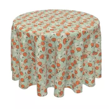 Круглая скатерть, 100% полиэстер, 70 дюймов, круглая, с трафаретным изображением урожая тыквы.