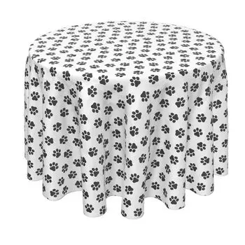 Круглая скатерть, 100% полиэстер, 70 дюймов, круглая, с отпечатками лап