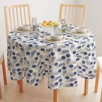 Круглая скатерть, 100% полиэстер, 70 дюймов, круглая, в абстрактные монотонные точки.