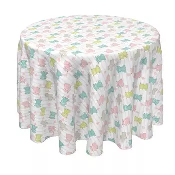 Круглая скатерть, 100% полиэстер, круглая 60 дюймов, пастельные бегемоты
