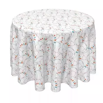 Круглая скатерть, 100% полиэстер, круглая 60 дюймов, веревочный узел и флаги для морских обитателей.