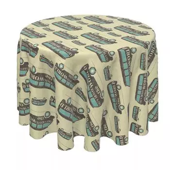 Круглая скатерть, 100% полиэстер, круглая 60 дюймов, винтаж Lets Travel