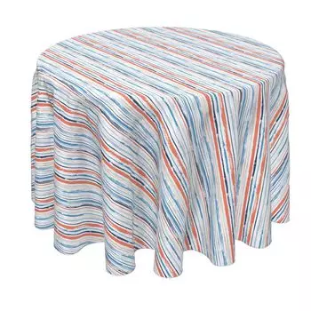 Круглая скатерть, 100% полиэстер, круглая 60 дюймов, летняя полоска в виде мазка кистью