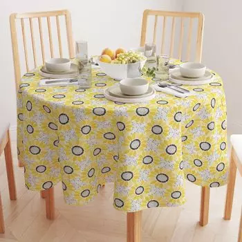 Круглая скатерть, 100% полиэстер, круглая 60 дюймов, абстрактные подсолнухи