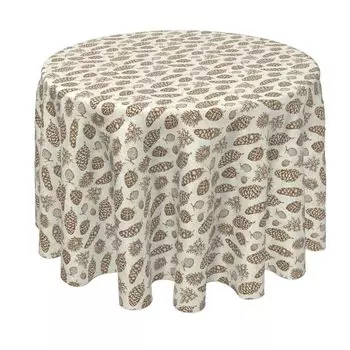 Круглая скатерть, 100% полиэстер, круглая 70 дюймов, винтажные зимние сосны