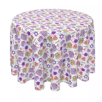 Круглая скатерть, 100% полиэстер, круглая 70 дюймов, фиолетовый оттенок Ханука