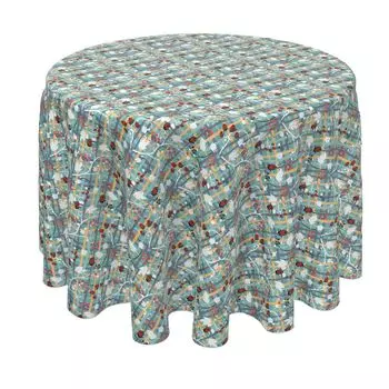 Круглая скатерть, 100% полиэстер, круглая 70 дюймов, зеленая красивая ягодная ткань.